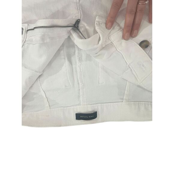 Ann Taylor Loft Women's Pants High Waist Wide Leg Spring Summer Cream Size 8 Gre - Picture 7 of 7